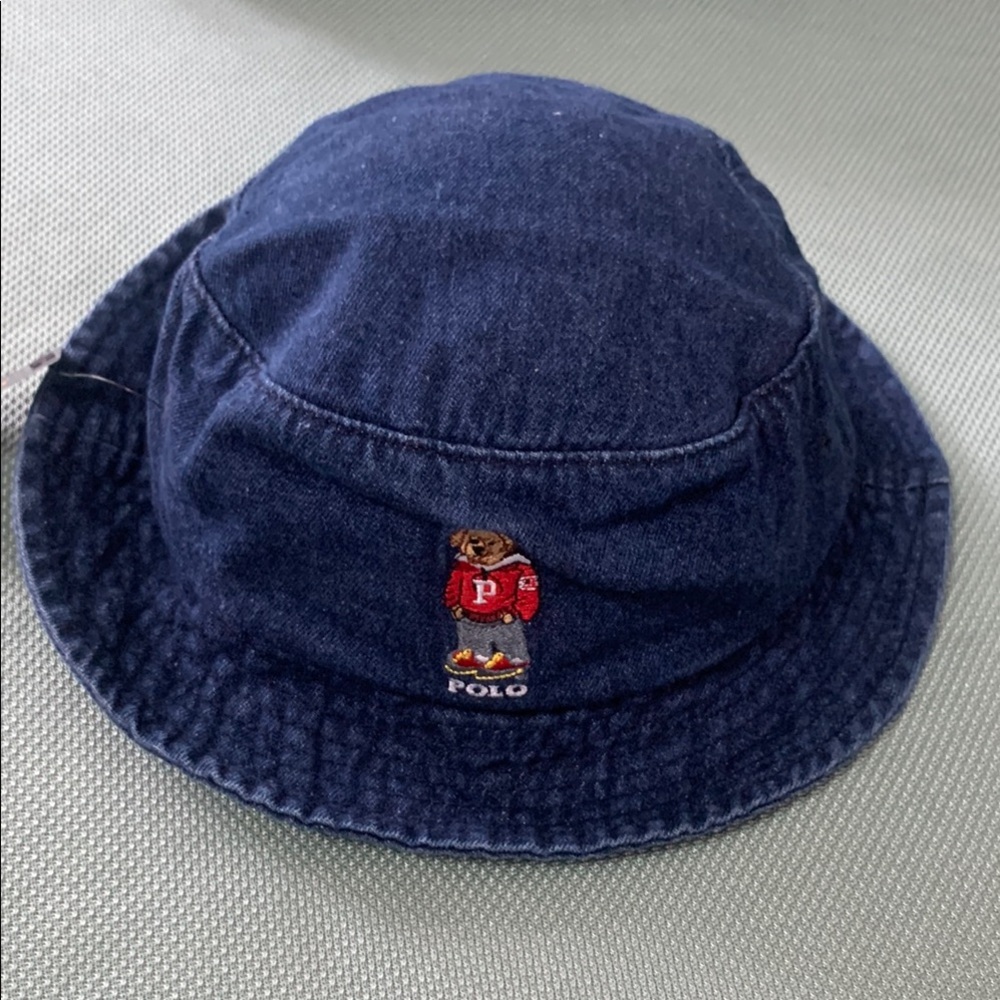 Polo by Ralph Lauren Navy Bucket Hat with Bear Logo